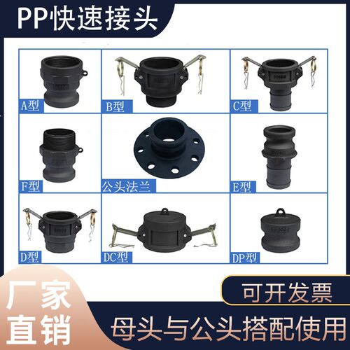 PP塑料快速接头C200扳把式快装接头母头软管公头E300快插凸轮锁紧