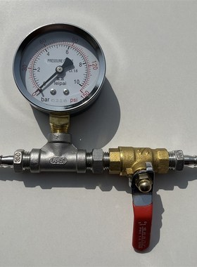 60MM压力表 10bar 150psi 相当于10公斤 10KG/CM2 加三通宝塔接头