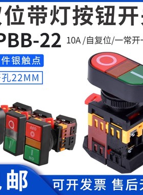 上海马可按钮APBB-22N-25N PPBB双键双位带灯 控制开关复位型铜件