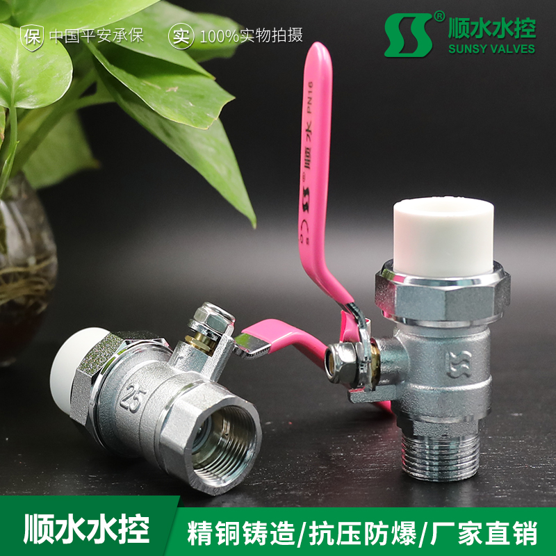 PPR外丝活接球阀热熔内丝铜阀门单头外牙球阀4分6分顺水工厂店