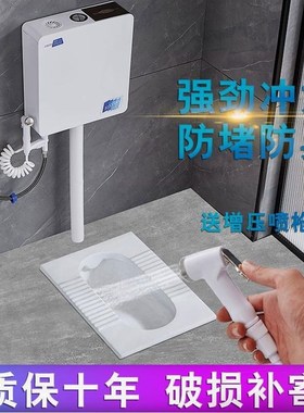 家用陶瓷蹲便器冲水箱整套装卫生间大便器便池厕所蹲坑式防臭便盆