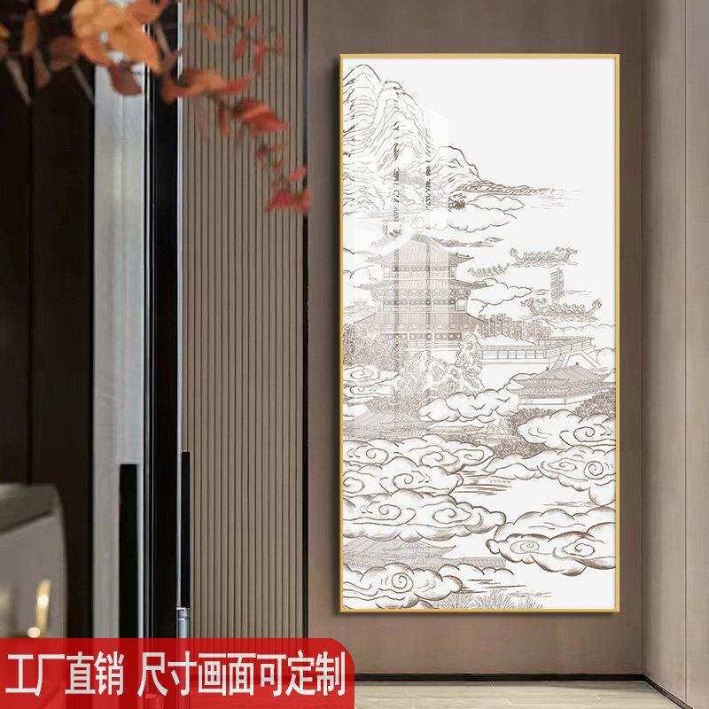 新中式过道走廊尽头装饰画中国y风民宿酒店挂画茶楼茶室入户玄关