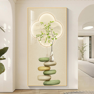 石来运转入户玄h关装饰画清新绿植挂画走廊过道高级感2024新款壁