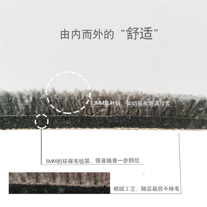 定制卧室房e间地毯全满铺钢琴吸音地垫书房客厅可裁剪纯色灰色加