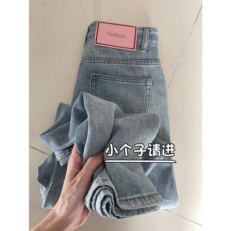 150小个子高腰牛仔裤女秋季新款八分宽松显瘦梨形身材直筒阔腿裤8