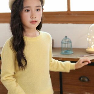 2024款羊毛衫儿童低圆领毛衣男童薄款针织羊绒衫女童宝宝打底中童