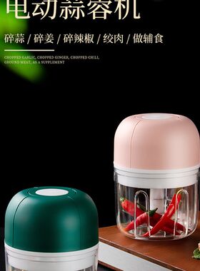 充电电动蒜蓉机家用小型干果蔬菜料理搅碎机户外可携式打浆切碎神