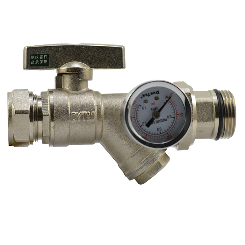 地暖分水器多功能铝塑管专用外牙活接可带表过滤器球阀2025转1寸