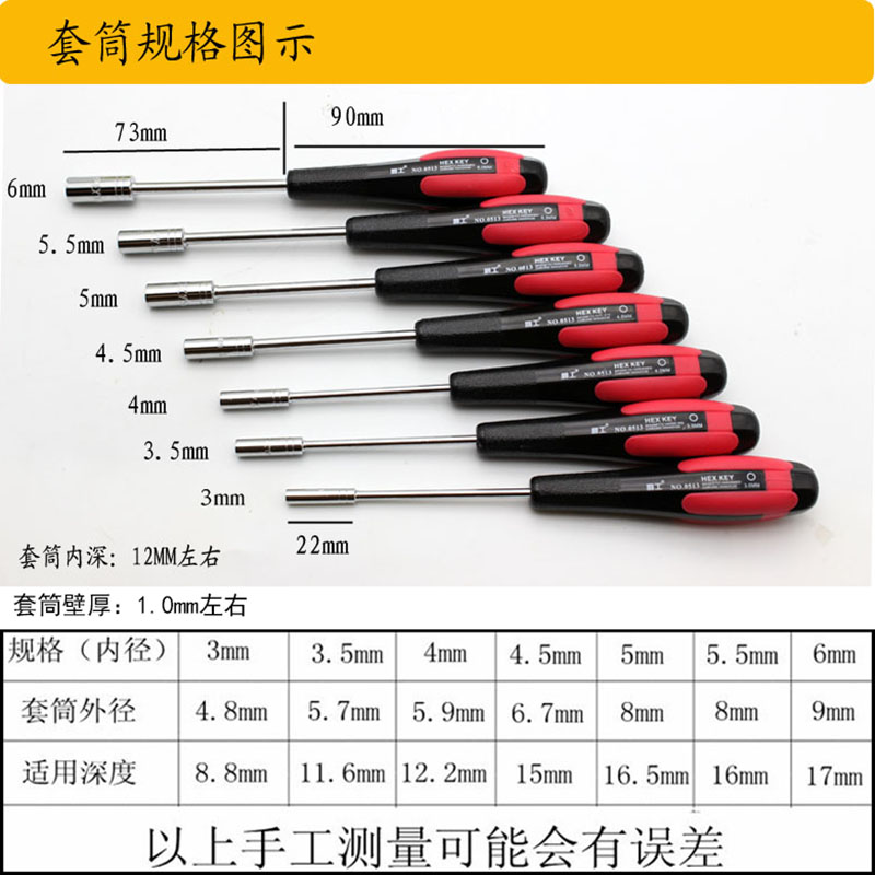 内6角套筒螺丝刀套装加深薄壁套筒起子微型外六角小套筒扳手