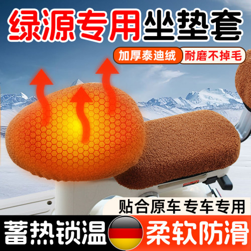 绿源专用电动车坐垫套冬季加绒加厚保暖罩电瓶车靠背后座垫三件套
