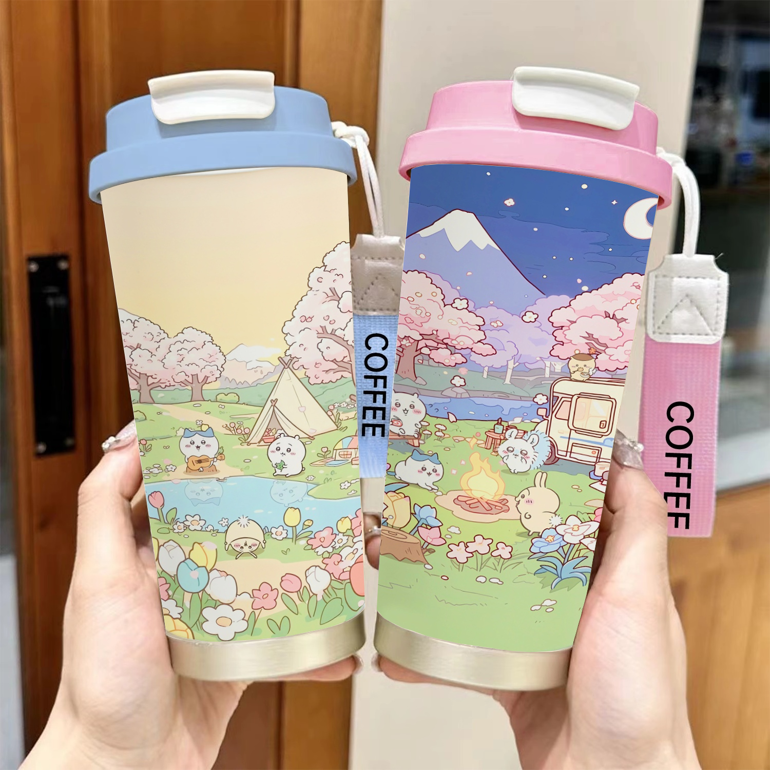 保温杯女生高颜值2025新款吉伊卡哇小八乌萨奇定做瓶咖啡水杯吸管