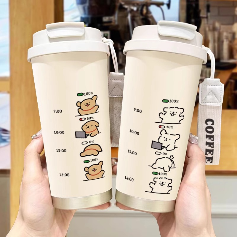 线条小狗保温杯女生2025年新款