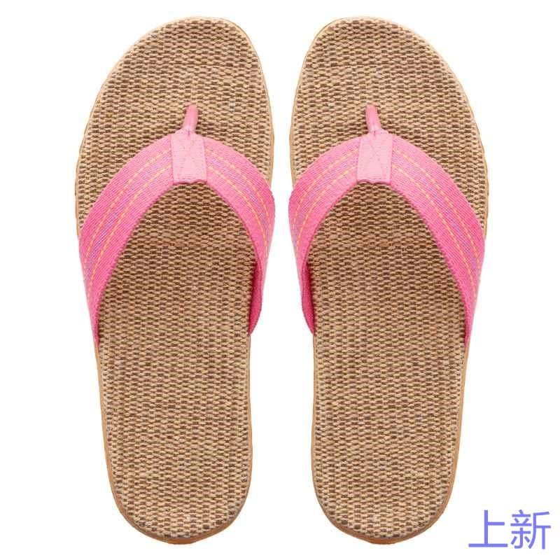 亚麻拖鞋夏季男女居家情侣夹拖鞋脚室内防滑地板人字拖鞋女沙新款
