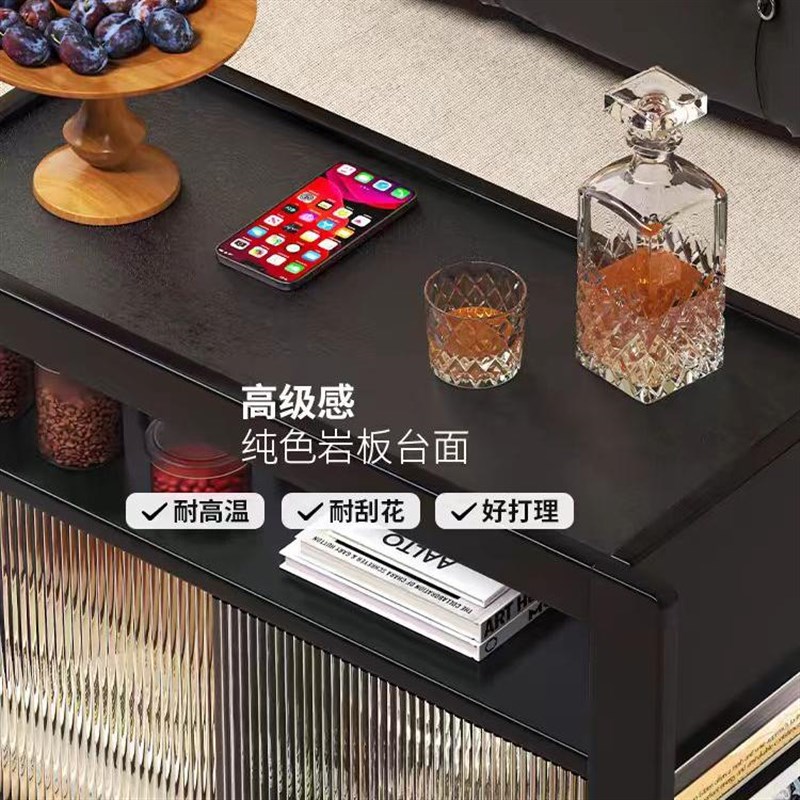 实木可移动带轮边几沙发侧边柜客厅岩板茶水柜家用收纳推车置物架