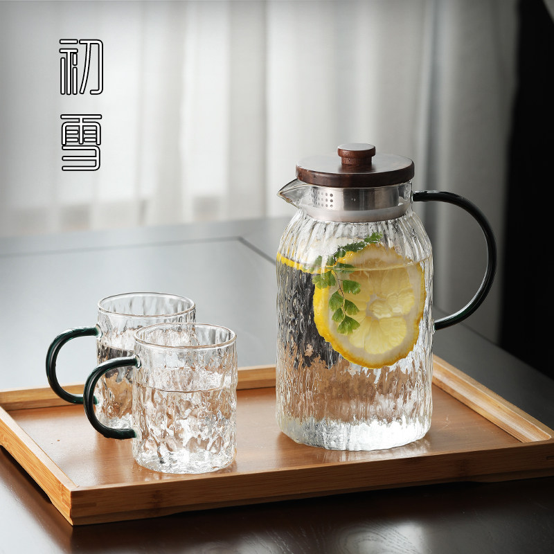 日式玻璃凉水壶耐高温冷水壶水杯套装耐热大容量泡茶壶晾水瓶家用