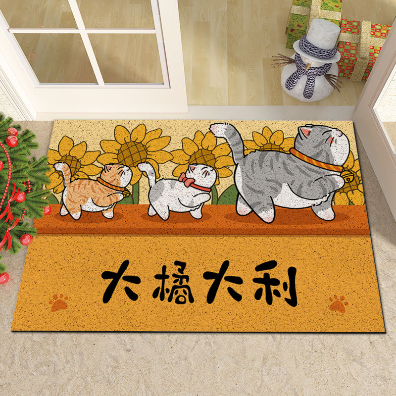卡通入户门丝圈地垫猫咪门口玄关脚垫子刮沙N除泥进门可爱地毯门