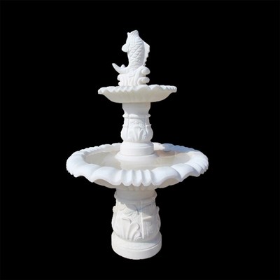 石雕喷泉汉白玉水钵大型晚霞红中式园林景观水景庭院水池流水摆件