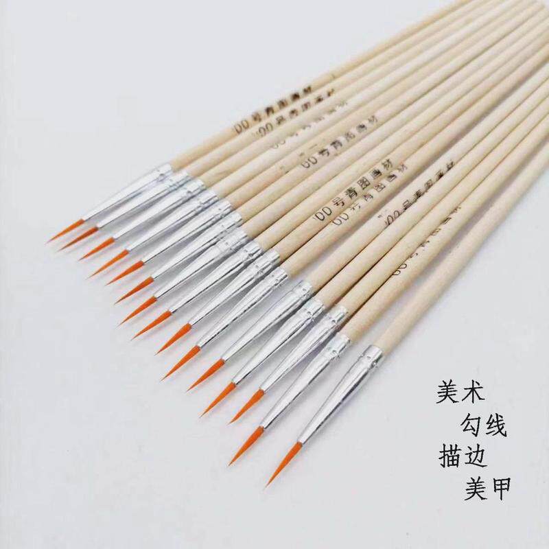 原木杆极细尼龙毛勾线笔水粉描工业油漆水彩边笔手绘国画美术新款