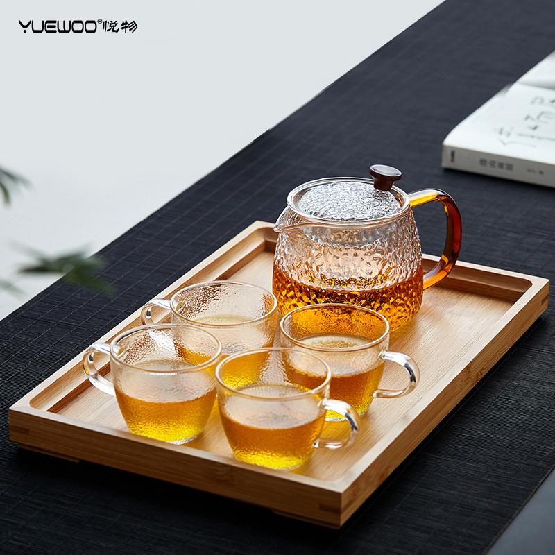 放杯子的托盘长方形竹子杯盘家用水杯盘子茶杯盘竹制简易茶盘茶具