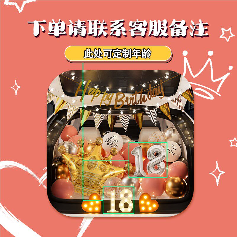 18岁生日布置后备箱惊喜成人女儿快乐装饰场景仪式感女生车尾气球