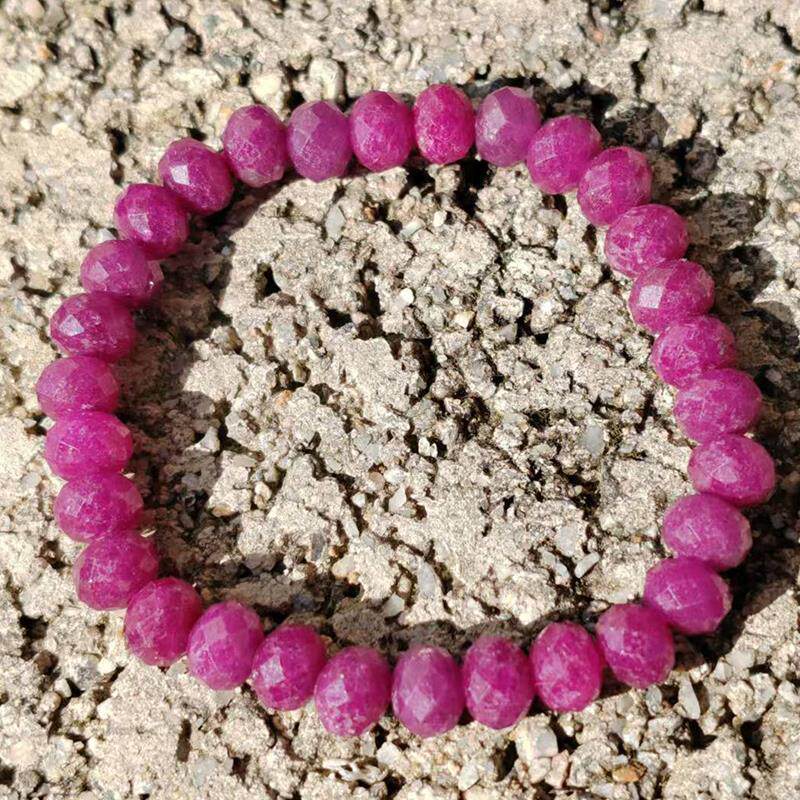 天然红宝石手链原石切面刻面算盘珠车轮碟珠鸽血红无烧色手串项链