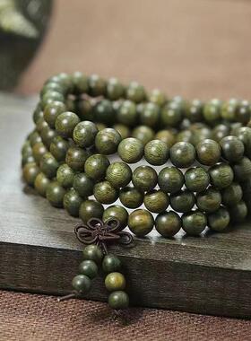 正宗绿檀手串檀香木阿根廷老料佛珠手串男文玩手链女108颗绿檀木