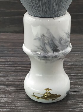帝诗大规格灰色高弹柔软人造丝头剃须刷仿大理石云.纹手柄胡刷