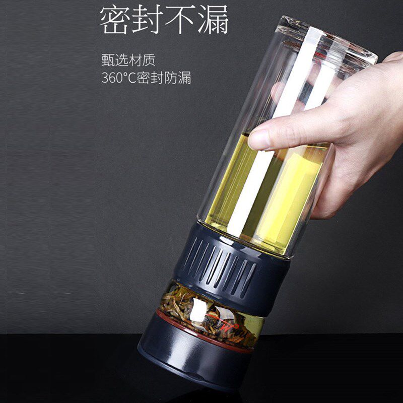 宜加美茶水分离杯子泡茶杯大容量F便携水杯男士玻璃杯过滤茶杯