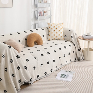 法式奶油沙发盖布高级单人小沙发套罩防猫爪防滑R整块沙发盖巾全