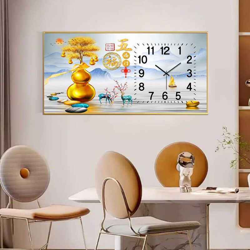 钟表挂画现代h简约客厅装饰画餐厅挂画高级感时钟表画时钟挂画