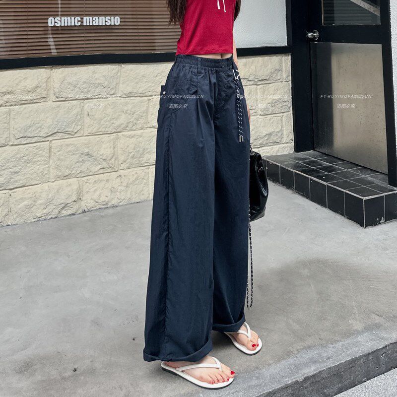丰翼女大童2025夏款时尚中学生洋派休闲 宽松阔腿裤九分裤直