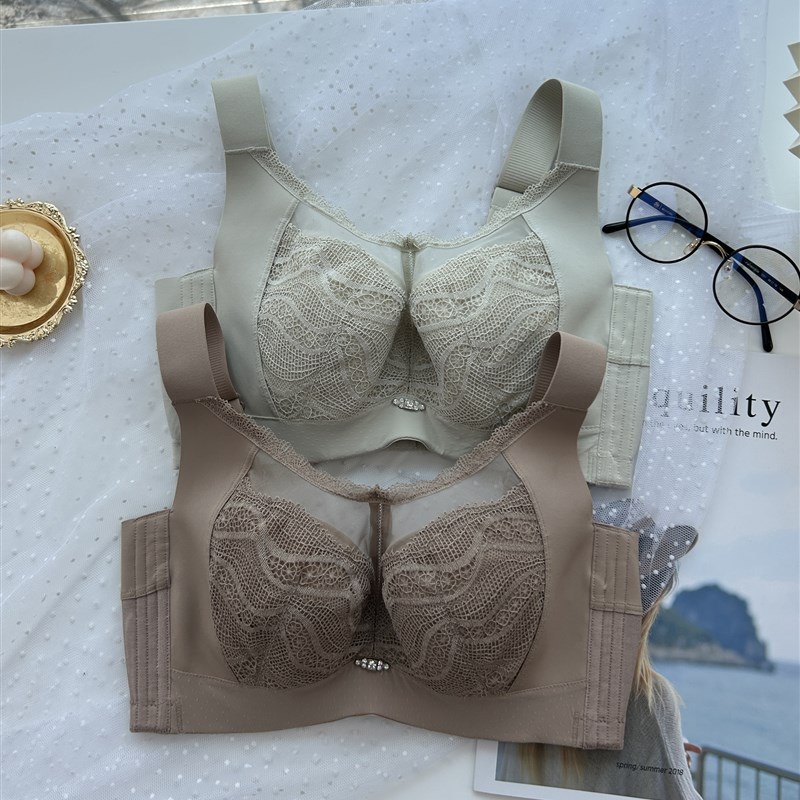 调整型抹胸全罩杯大胸显小内衣女薄款透K气软钢圈收副乳上托防下