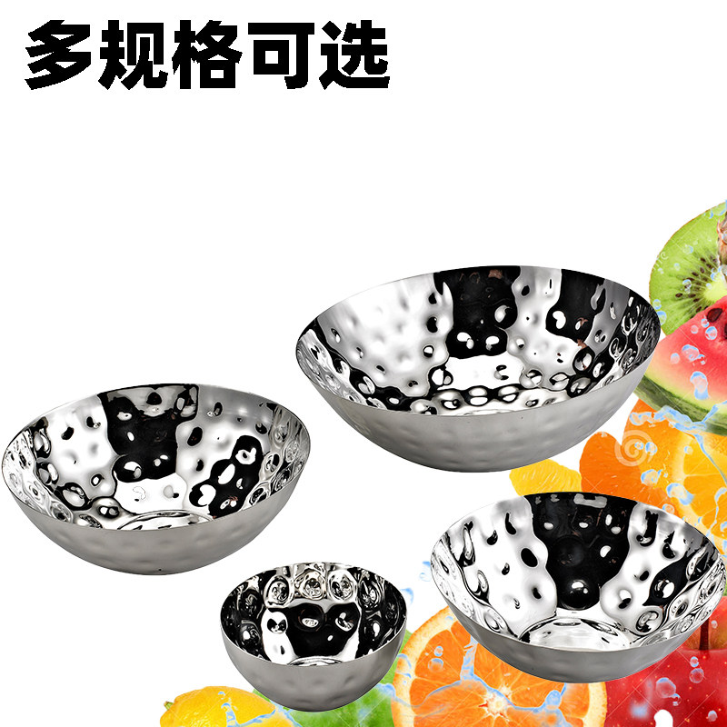 晋厨不锈钢平底锤点果盘沙拉盘凉菜盘水果盆小食盘酒店用品冷餐会