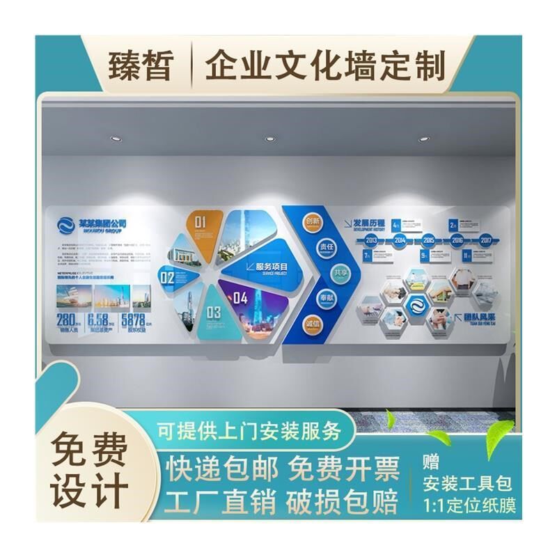 新款企业文化墙定制办公室背景墙设计团队风采照片墙制作公司展示