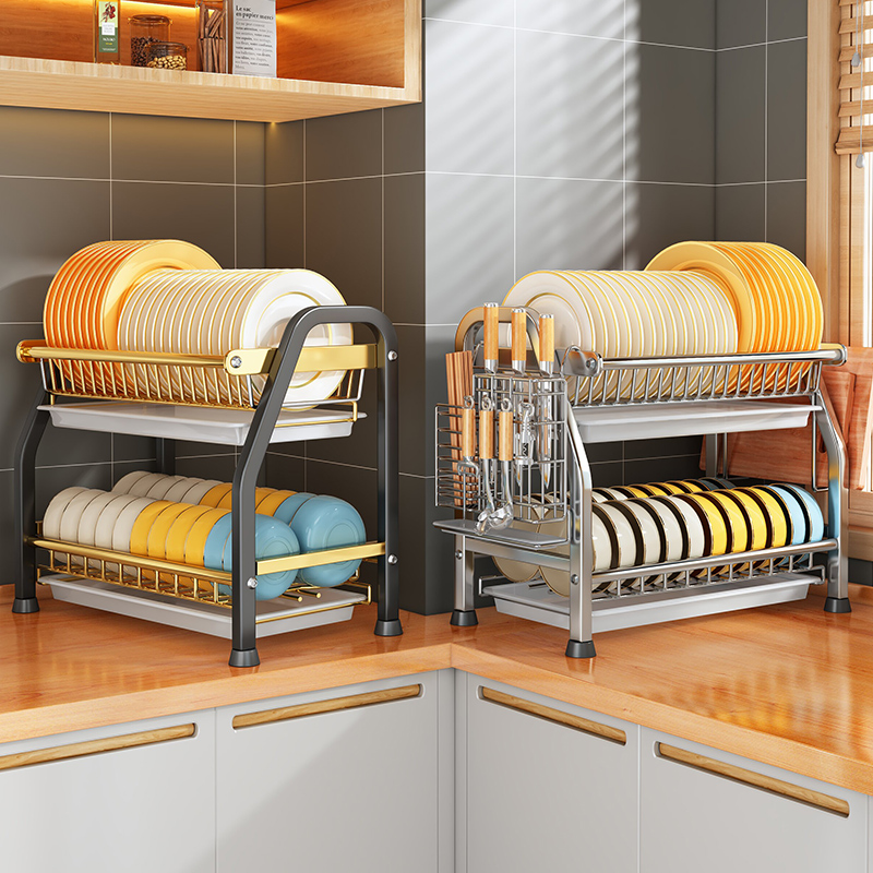 不锈钢沥水碗架厨房置物架台面碗盘柜家用能放碗碟碗筷碗盘子收纳