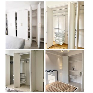 衣帽间衣柜折叠平移o门滑轮左右平移推拉柜门轨道五金配件滑轨吊