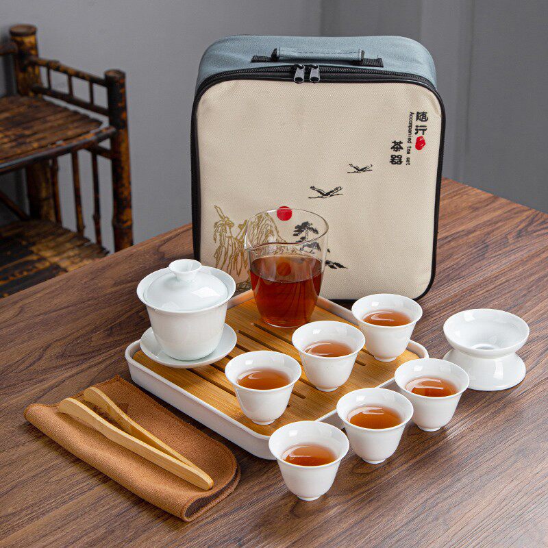 茶艺表演学习套装茶具茶盘陶w瓷茶壶茶杯茶台家用便携简约户外茶