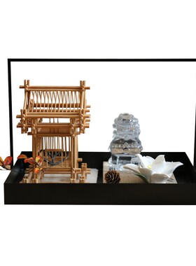 新中式亚克力罩榫卯建筑托u盘假书摆件样板间售楼部茶桌子软装饰