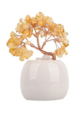 天然矿物c水晶发财树原石摆件橄榄石办公室家居桌面摇钱树开业送