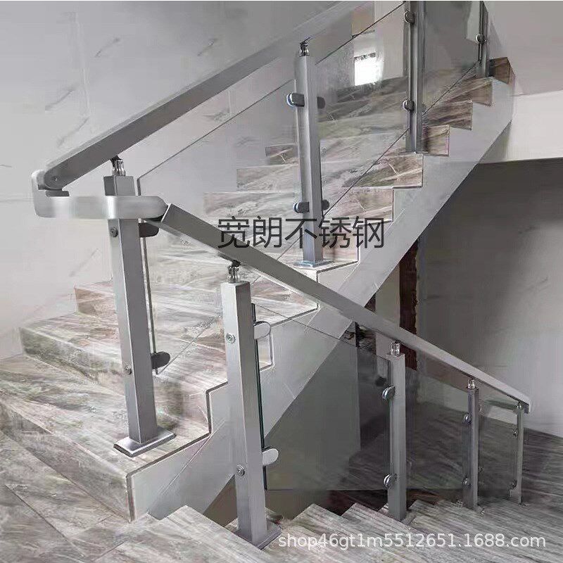 鱼嘴夹玻璃免h打孔不锈钢立柱用于玻璃楼梯和阳台平台护栏固定玻