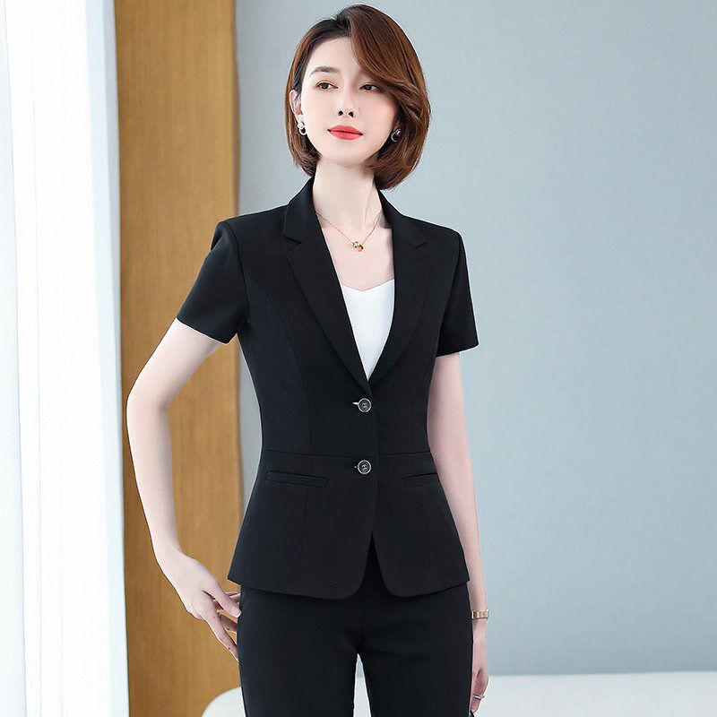 黑色西装套装女夏款上班服时尚气质面试正装夏季薄款西服工作服夏