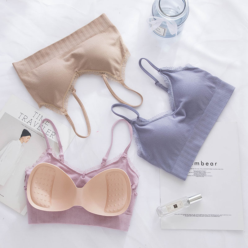 夏季裹胸抹胸女聚拢无钢圈防走光美背打底吊带背心少女内衣显胸小