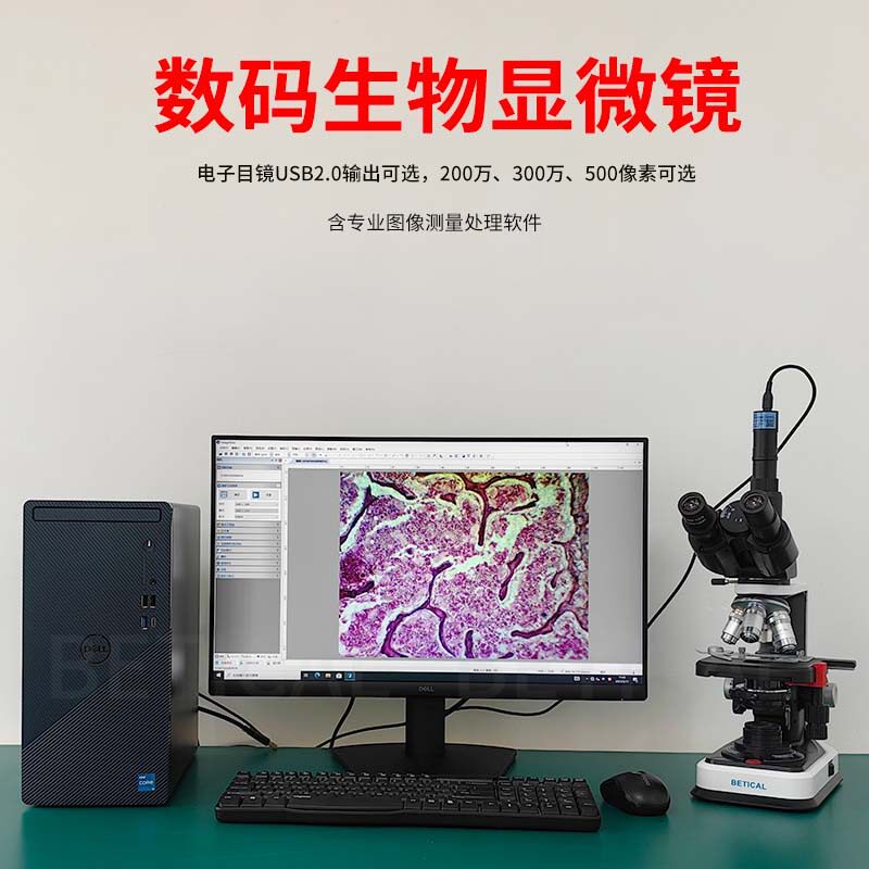 三目生物显微镜S300T-S505型放大9000X水产畜牧精子检查电子目镜