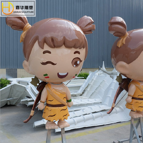 户外玻璃钢卡通人物雕塑原始部落小女孩卡通装饰摆件商场装饰模型