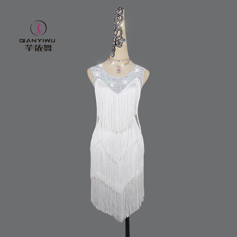2021新款拉丁舞比赛服女成年专业镶钻高K档演出花服流苏裙订制儿