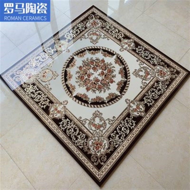 客厅拼花地砖800x800 玄关微晶石拼花瓷砖餐厅入户玄关地花拼图砖