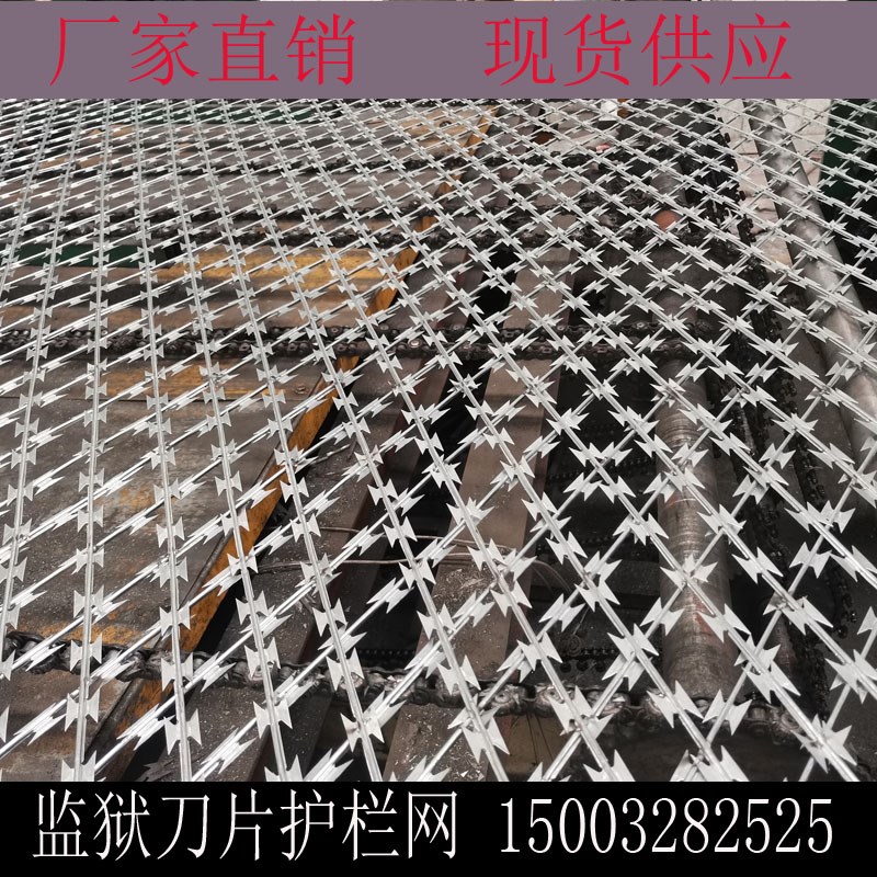 监狱刀片刺网菱形镀锌看守所边境B隔离滚笼围墙防攀爬护栏围界盗