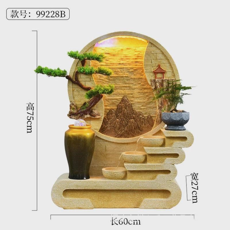 大型水幕墙假山流水摆件落地客厅鱼缸庭院水景店铺酒吧流水墙装饰