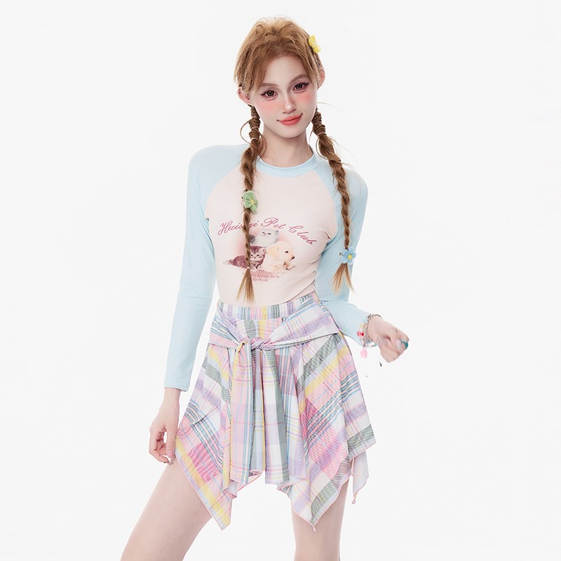 泳衣女新款可爱少女学生保守遮肚显瘦温泉游泳渡假连体两件套泳装