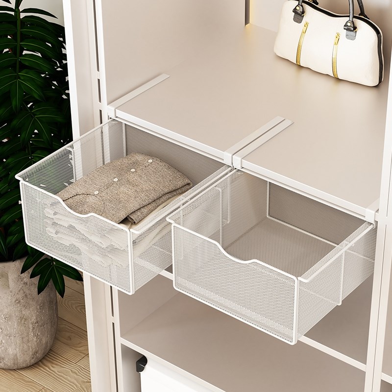 房间分割衣柜抽拉隔板分层架子抽屉式置物架下挂篮收纳神器筐宿1